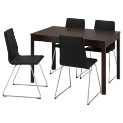 IKEA EKEDALEN / LILLÅNÄS(794.951.35) стол и 4 стула, темно-коричневый/хром Bomstad черный
