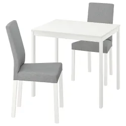 IKEA VANGSTA / KÄTTIL  Стол и 2 стула, белый / Knisa светло-серый (994.288.47)