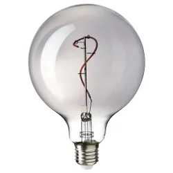IKEA MOLNART Світлодіодна лампа E27 140 люмен, сфера сірого кольору, прозоре скло (205.134.81)
