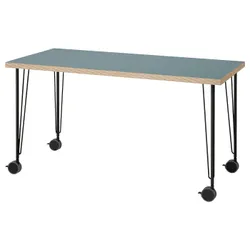 IKEA LAGKAPTEN / KRILLE(995.234.77) рабочий стол, серо-бирюзовый/черный