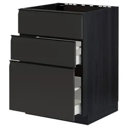IKEA METOD / MAXIMERA(694.953.67) навесной шкаф/вытяжка цинт. из ящиков, черный/Upplöv матовый антрацит
