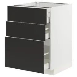 IKEA METOD / MAXIMERA(294.989.52) нижня шафа з 3 ящиками, білий/матовий антрацит Nickebo