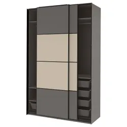 IKEA PAX / MEHAMN(094.331.98) Гардероб, 2 стороны темно-серый/бежевый