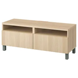 IKEA BESTÅ(494.289.63) Тумба под ТВ с выдвижными ящиками, под беленый дуб / Лаппвикен / Стаббарп зеленый