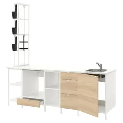 IKEA ENHET (493.379.82) кухня, білий / імітація дуб