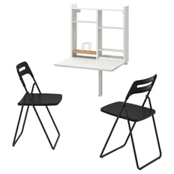 IKEA NORBERG / NISSE(594.813.23) стол и 2 стула, белый черный