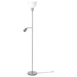 IKEA HEKTOGRAM Підлогова лампа / лампа для читання, сріблястий / білий (804.777.10)