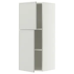 IKEA METOD(996.055.57) навісна шафа з полицями/2 двері, білий/Aspudden світло-сірий