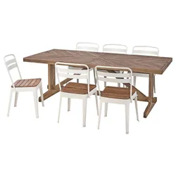 IKEA NORRMANSÖ / NORRMANSÖ (394.261.58) стол + 6 стульев, снаружи, акация / бежевая акация