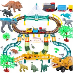 МЕГА ГОНОЧНА ТРАСА З ЕЛЕКТРИЧНОЮ ЗАЛІЗНИЦЕЮ 2В1 - DINOSAUR WORLD-KP4641
