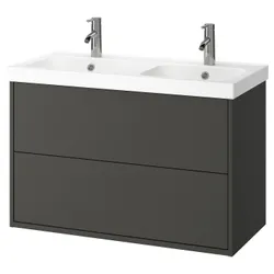 IKEA HAVBÄCK / ORRSJÖN(695.140.02) тумба під умивальник з ящиками/умивальником/змішувачами, темно-сірий