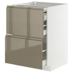 IKEA METOD / MAXIMERA(895.765.98) ST Cabinet с выдвижным верхом/3 -й, белый/voxtorp Gloss Dark -Brown