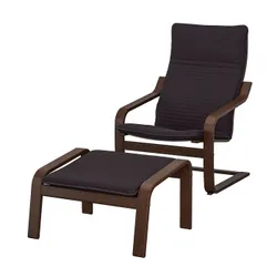 IKEA POÄNG (694.842.17) крісло/підніжка, коричневий / Knisa чорний