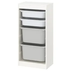 IKEA TROFAST (093.304.64) полка с контейнерами, белый / белый серый