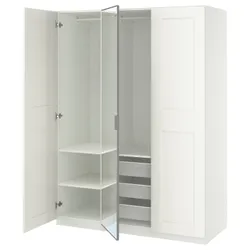 IKEA PAX / KAMMARTORP/GRIMO(195.725.32) Комбинация гардероба, Белое/белое зеркало