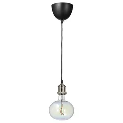 IKEA JÄLLBY / MOLNART(094.913.72) подвесной светильник с лампочкой, никелированная/эллиптическая многоцветная