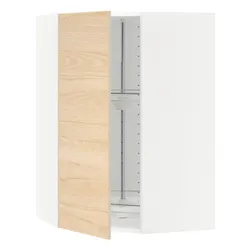 IKEA METOD(392.157.59) угловой навесной шкаф с каруселью, белый/светлый ясень Аскерсунд узор