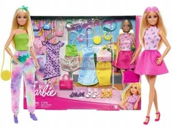 Большой игровой набор для куклы Барби: кукла + одежда, обувь, аксессуары HKB07