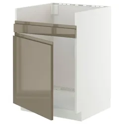 IKEA METOD(695.766.22) Шкаф для раковины Havsen 1kom, белый/voxtorp Gloss Dark -Brown