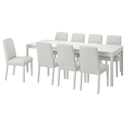IKEA EKEDALEN / BERGMUND(394.829.17) стіл і 8 стільців, білий білий / Orrsta світло-сірий