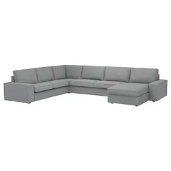IKEA KIVIK (794.404.83) 6-местный угловой диван с козеткой, Тибблби бежевый/серый