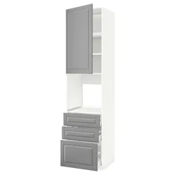 IKEA METOD / MAXIMERA(294.599.36) висота шафи b / двері / 3 szu, білий/Bodbyn сірий