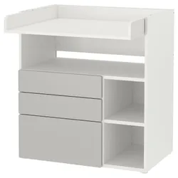 IKEA SMÅSTAD (893.922.07) пеленальный столик, белый серый / с 3 ящиками