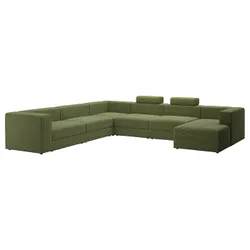 IKEA JÄTTEBO(895.106.06) sofa w kształcie П-подібний диван, 7-osobowa, з кушеткою правий з підголівником/Самсала темно-жовто-зелений