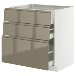 IKEA METOD / MAXIMERA(995.768.90) Шафа, що стоїть з 3 ящиками, білий/Voxtorp Gloss Dark -brown