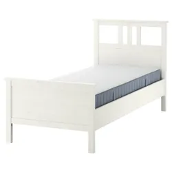 IKEA HEMNES(395.419.69) каркас ліжка з матрацом, біла морилка/Валевог середньої жорсткості