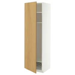 IKEA METOD(296.019.54) Висока шафа, полки/кошик, Білий/Сінарп навколо дуба