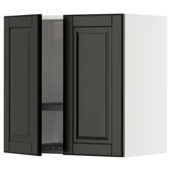 IKEA METOD(995.786.86) Настенный шкаф с капельницей/2 дверями, Biały/Bodbyn Black