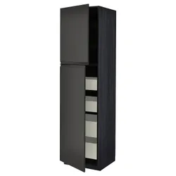 IKEA METOD / MAXIMERA(794.953.81) высокий шкаф с 2 дверцами/4 ящиками, черный/Upplöv матовый антрацит