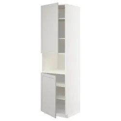 IKEA METOD(794.589.58) шестой высокий микро 2д/половина, белый/лерхиттан светло-серый