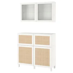 IKEA BESTÅ(694.215.50) поєднання полиць з дверцятами/шухлядами, білий Studsviken/Stubbarp/біла плетена тополя