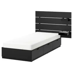 IKEA NORDLI(892.413.98) Каркас кровати с ящиком, изголовье, антрацит
