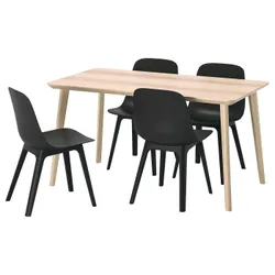 IKEA LISABO / ODGER (593.050.42) стол и 4 стула, ясеневый шпон / антрацит