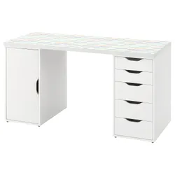 IKEA LAGKAPTEN / ALEX(395.839.40) рабочий стол, Разноцветная/белая решетка