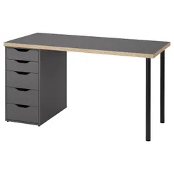 IKEA LAGKAPTEN / ALEX(095.853.80) стіл, сірий/імітація Чорна деревина