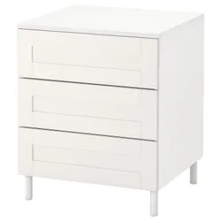 IKEA PLATSA(094.878.55) комод, 3 ящика, белый/саннидал белый