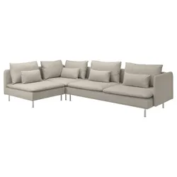 IKEA SÖDERHAMN (794.496.62) 4-местный угловой диван, с открытым концом / Фридтуна светло-бежевый