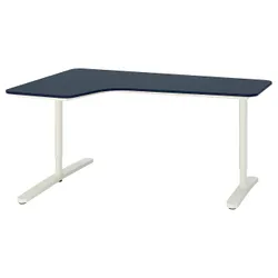 IKEA BEKANT(192.828.44) угловой стол слева, синий/белый линолеум