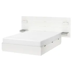 IKEA NORDLI(092.414.20) Каркас кровати с ящиком, изголовье, белый