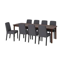 IKEA STRANDTORP / BERGMUND(094.410.61) стол и 8 стульев, коричневый / Gunnared средне-серый