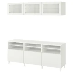 IKEA BESTÅ(694.086.76) комбінація для телевізора / скляні двері, білий / Смевікен / Kabbarp біле прозоре скло