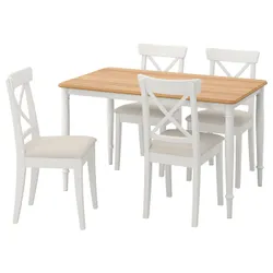 IKEA DANDERYD / INGOLF(793.887.34) стол и 4 стула, шпон дуба белый/Халларп бежевый