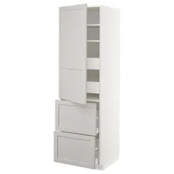 IKEA METOD / MAXIMERA(993.867.91) w sz z pół / 4 szu / drz / 2 fr, білий/Lerhyttan світло-сірий