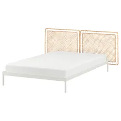 IKEA VEVELSTAD(194.417.39) каркас ліжка/2 узголів'я, білий/ротанг Tolking