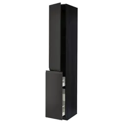 IKEA METOD / MAXIMERA(194.954.40) шкаф высокий 3сзу/1д/2пол, черный/Upplöv матовый антрацит