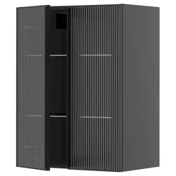 IKEA METOD(095.872.37) Sza Wiello/2 Gree Drz, Czarnoszary/Hejsta Antracite Grooved Glass